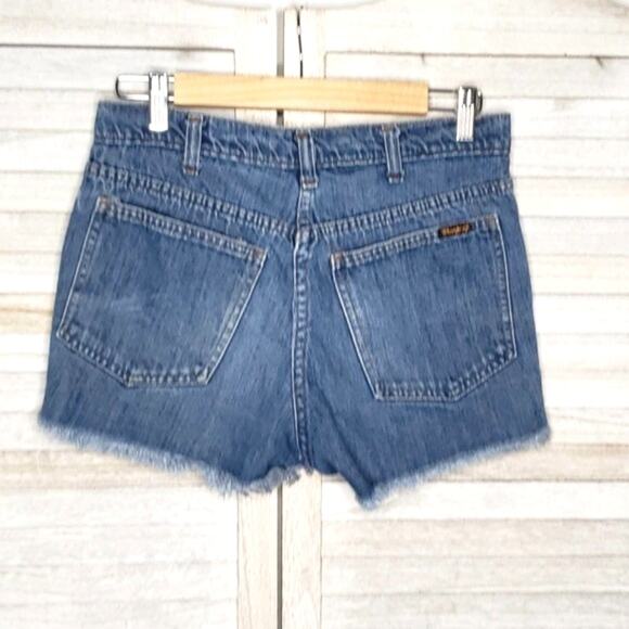 VTG Thumbs Up Cut Off Shorts High Waist 28 / 29 Frayed Hem Cheeky Small 6 8 - Picture 1 of 8